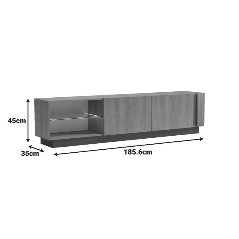 Тв шкаф с led VARIO сонома - антрацит 185.6x35x45см