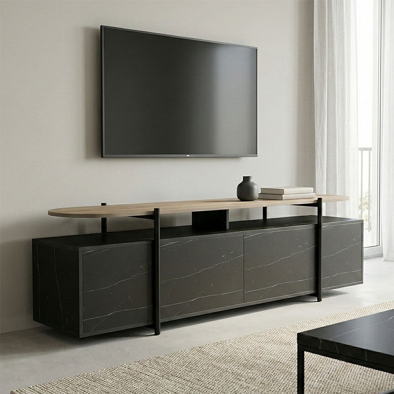 Тв шкаф MEDOUSA  с черно мраморно покритие 160x35.5x50см