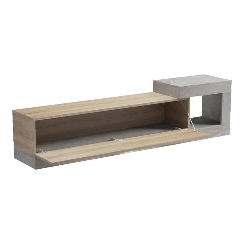 Стенен тв шкаф FLATO сонома-сив бежов мраморен вид 150x29.5x38.5см