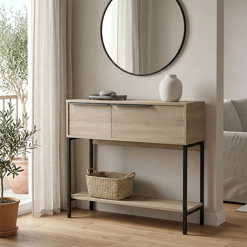 Конзола NORDIC в цвят сонома-черен 90x29.5x76см