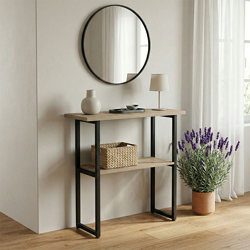 Конзола SOLAIN сонома-черен метал 79x29x85см