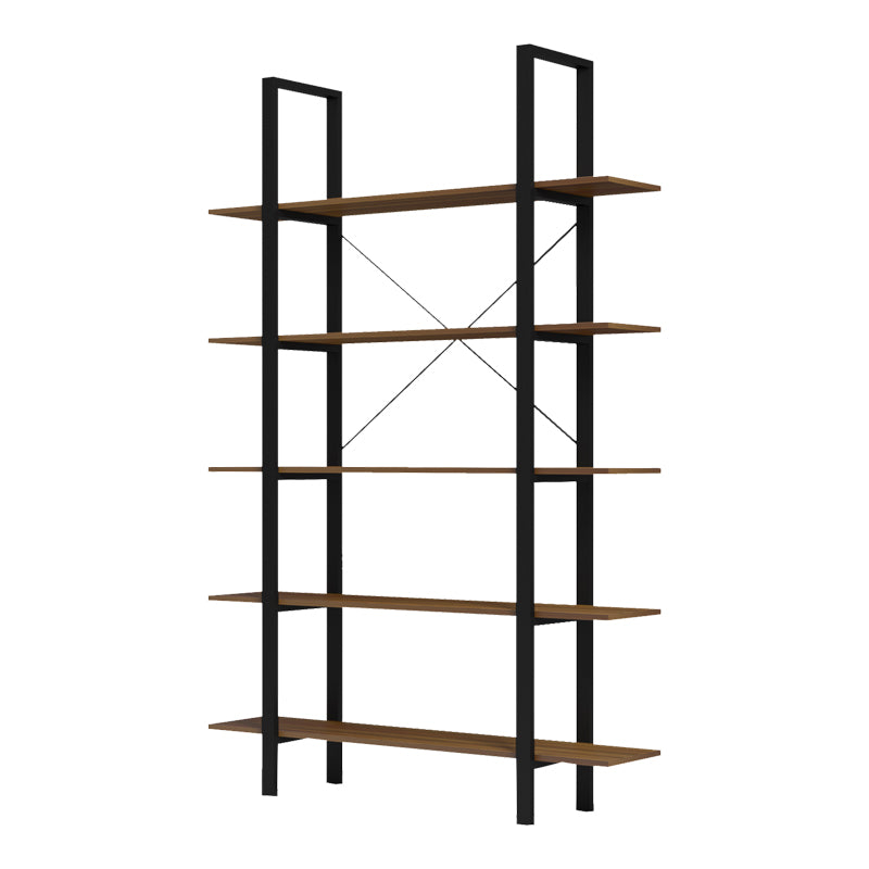 Етажерка за книги VAROUS  орех-черен метал 120x28x180см