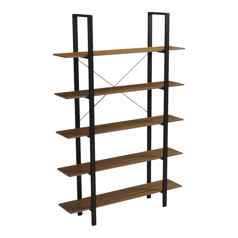 Етажерка за книги VAROUS  орех-черен метал 120x28x180см
