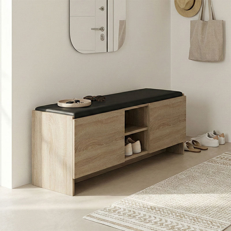 Поставка за обувки-табуретка Zulla сонома-черна 110x37x43см