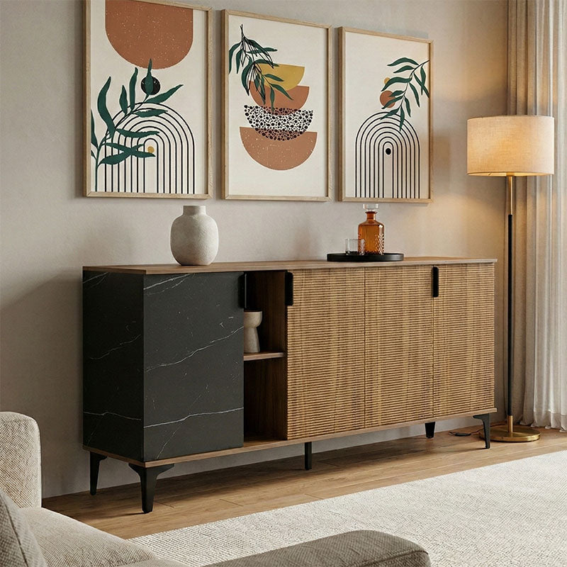 Бюфет RIBA орех-черен мраморен вид 180x40x78см