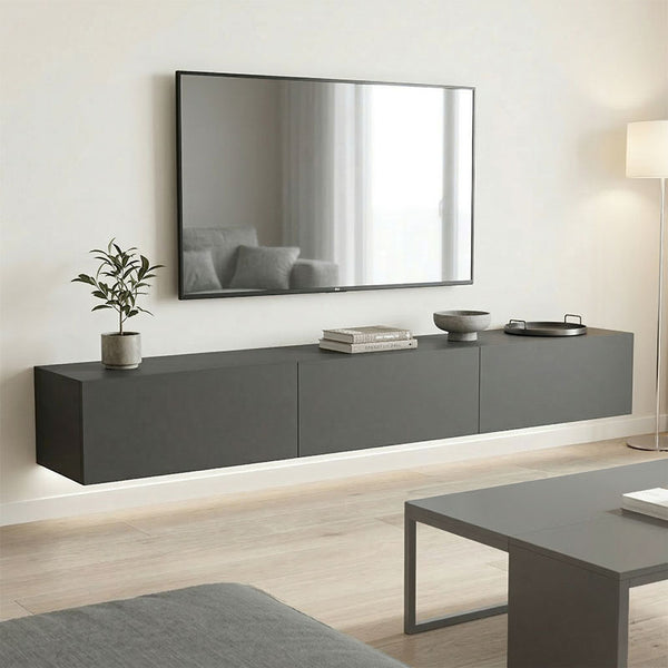 Стенен тв шкаф с led RIVAL антрацит 210x35x30см