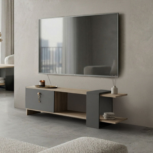Тв шкаф STAHDI в цвят сонома-антрацит 120x25x36.8 см