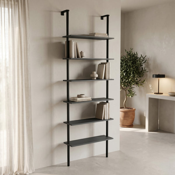 Стенна библиотека DIMMO антрацит-черна метална 60x20x180см