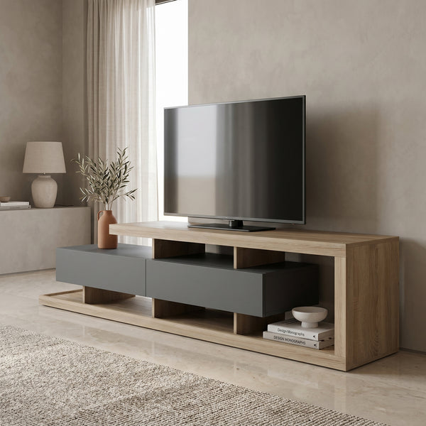 Поставка за телевизор ARBERO антрацит-сонома 198x40x45см