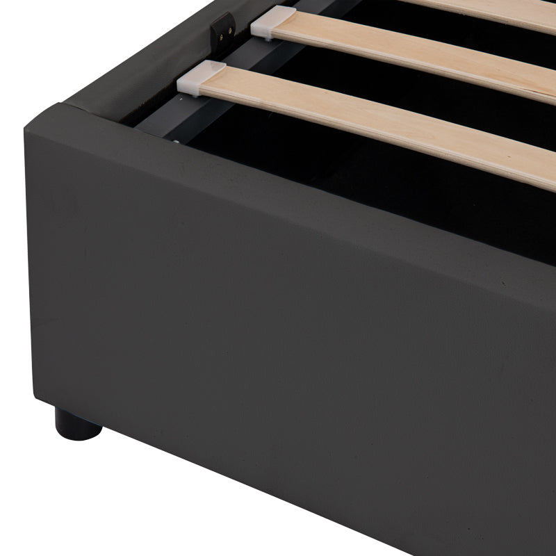 Двойно легло Circe pu черно с място за съхранение 150x200см