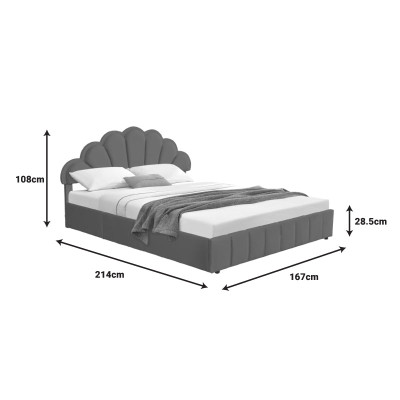 Двойно легло Wardie velvet тъмно сиво с място за съхранение 160x200см