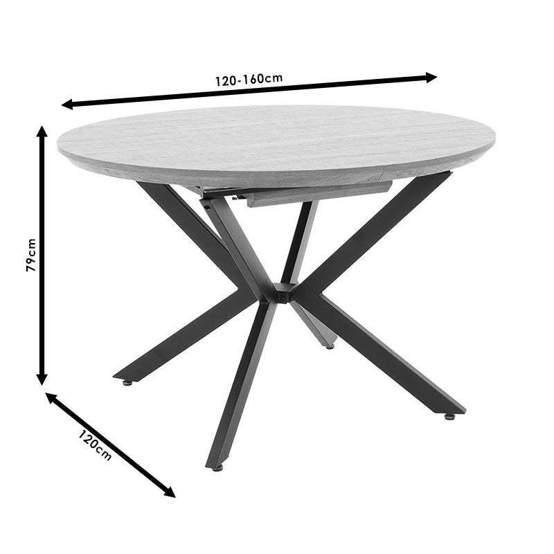 Трапезна маса LYDIA  MDF разтегателна в цвят орех-черен 120-160x120x79см