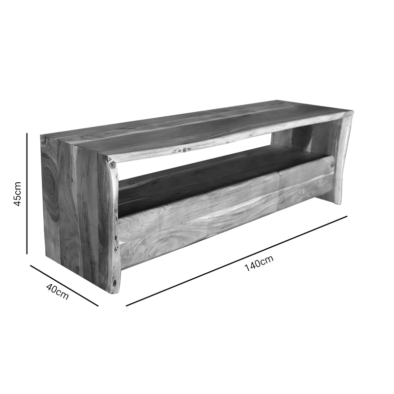 ТВ шкаф Konna масив акациево дърво орех 140x40x45см