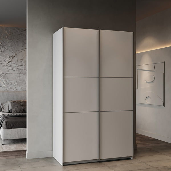 Гардероб с две врати и плъзгащи се врати KAWEN бял 116.5x60x203см