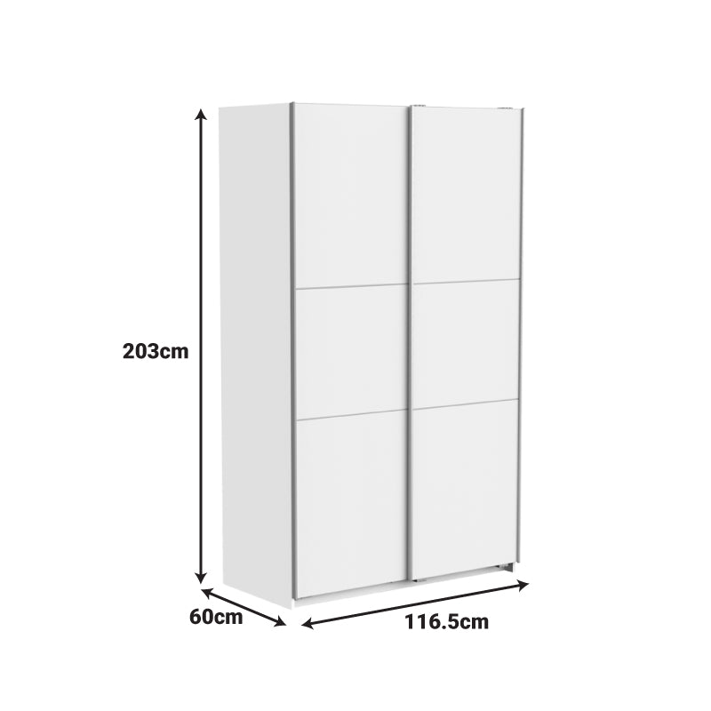 Гардероб с две врати и плъзгащи се врати KAWEN бял 116.5x60x203см