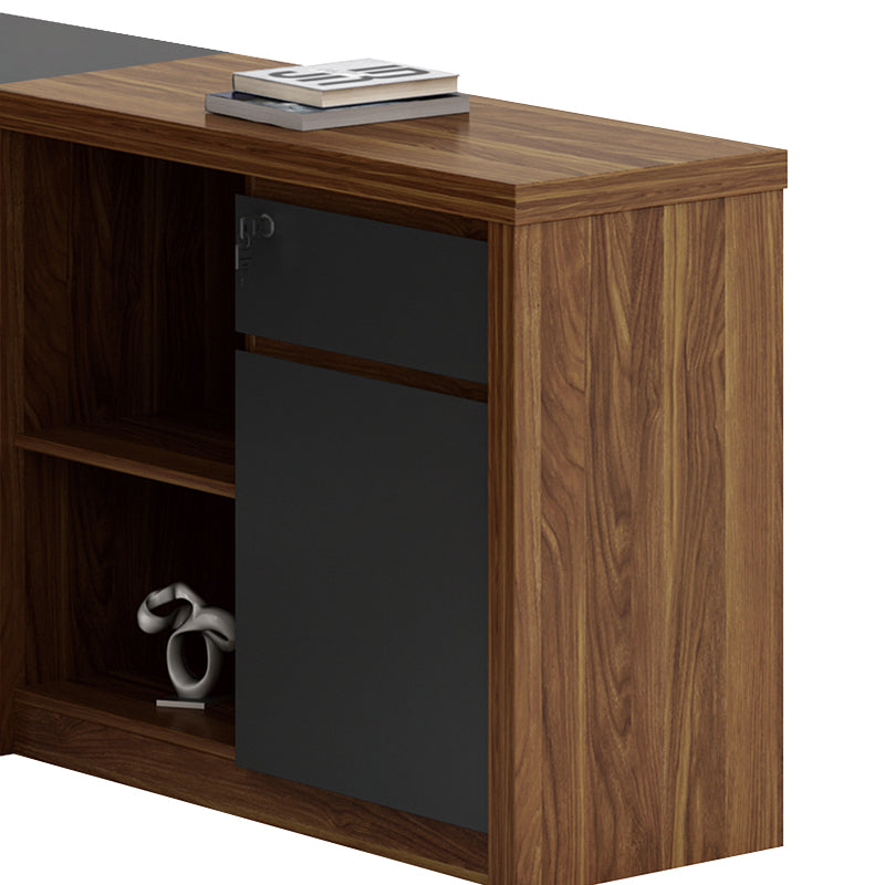 Реверсивно ъглово офис бюро Oscar орех-въглен цвят 200x188,6x76cм