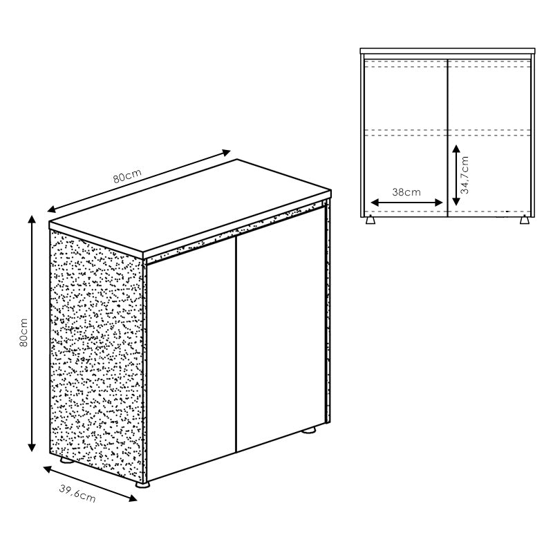Нисък шкаф Oscar цвят орех-антрацит 80x40x80см