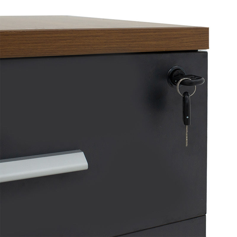 Професионален офис шкаф на колела Oscar 3 чекмеджета орех-въглен 40x48x63см