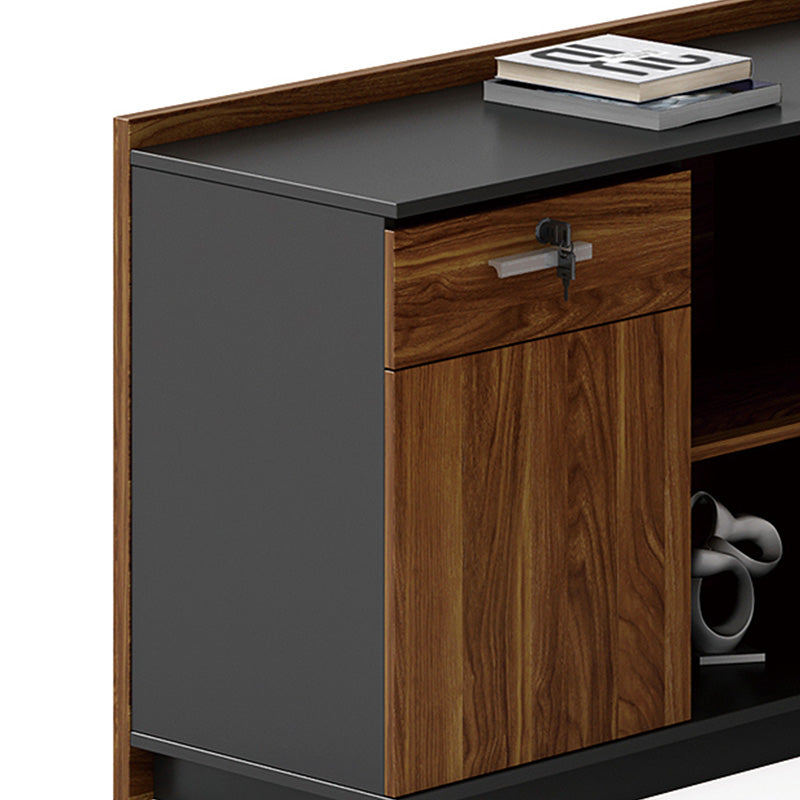 Професионално ляво ъглово офис бюро Oscar орех-антрацит 220x180x76см