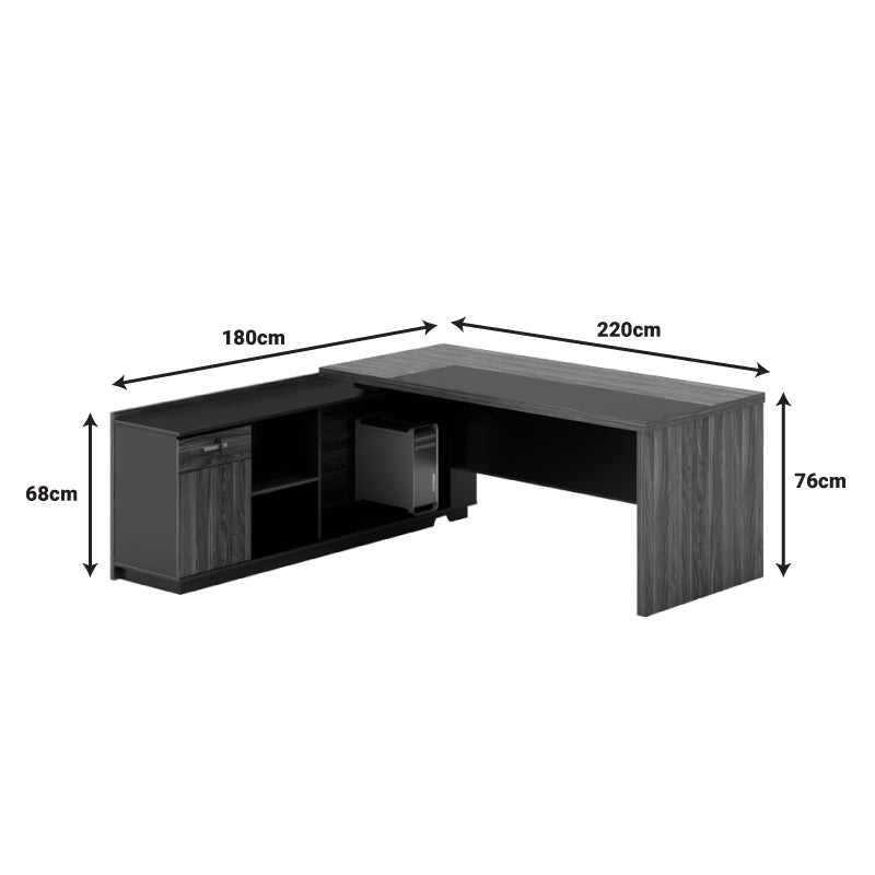 Професионално бюро с ляв ъгъл Oscar меламин в нюанс орех-въглен 240x180x76см