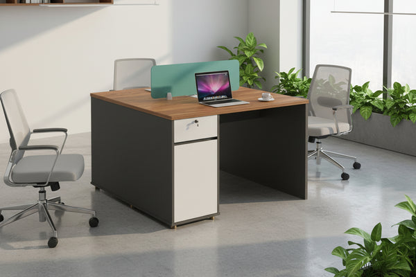 Професионално 2-местно бюро Dakota в нюанс орех-антрацит 120x120x76см