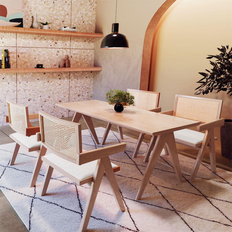 Фотьойл Winslow дърво каучуково дърво светъл орех-pvc естествен ратан-дамаска сиво