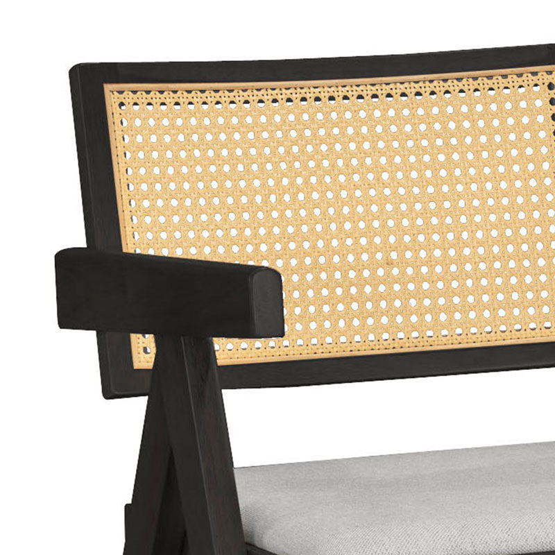 Фотьойл Winslow дърво каучуково дърво черно-pvc ратан естествена материя сиво