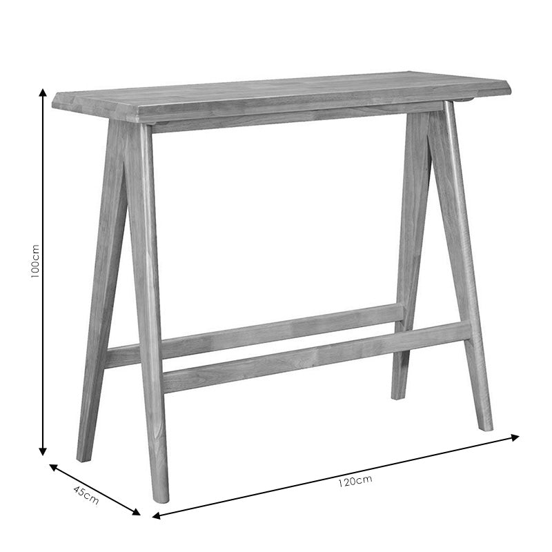 Трапезна бар маса WINSLOW каучуково дърво орех 120x45x100см