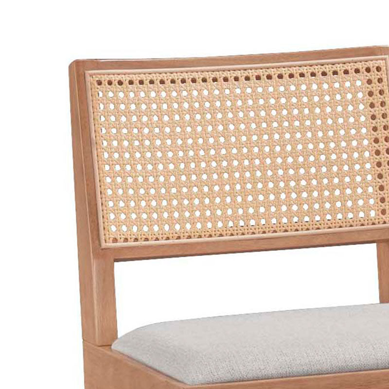 Бар стол Winslow дърво каучуково дърво светъл орех-pvc ратан естествена дамаска сив 44.5x46x98см