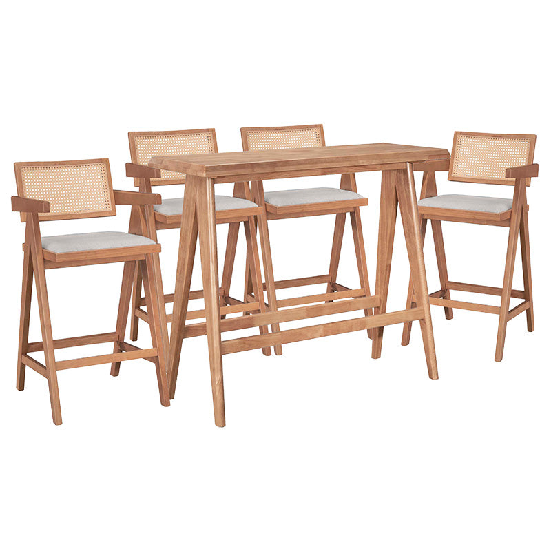 Трапезен комплект Winslow Ι set 5 части каучуково дърво светъл орех 120x45x100cm