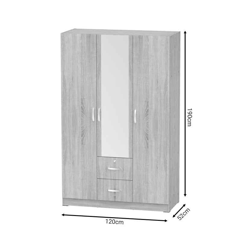 Трикрилен гардероб DILLION sonoma меламин 120x52x190см