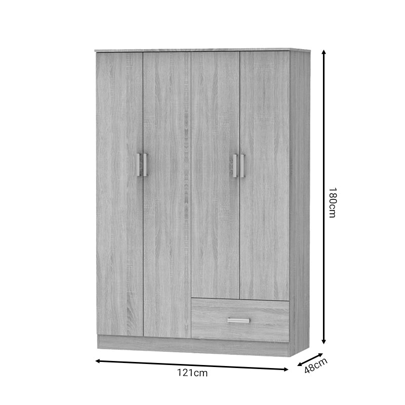 Гардероб четирикрил KARTER sonoma меламин 121x48x180см