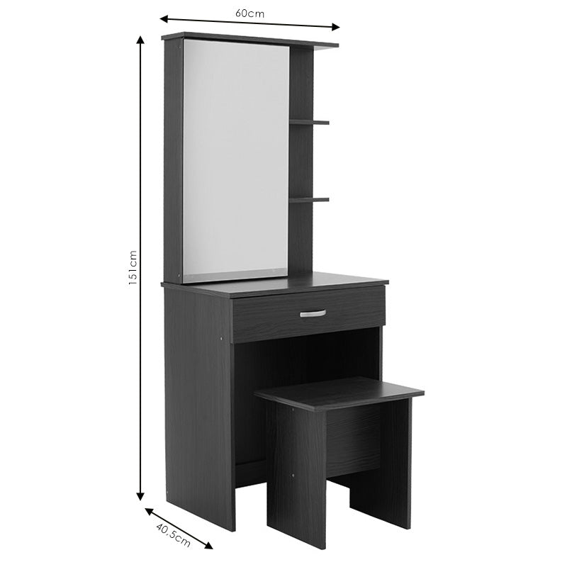 Тоалетка с огледало Zelia в бял цвят 60x40.5x151см