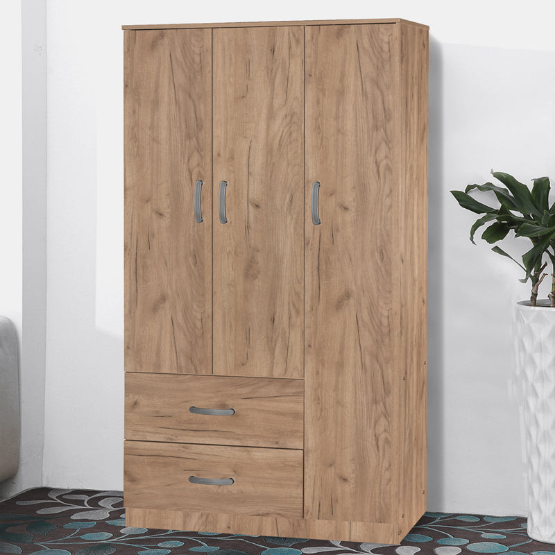 Гардероб ZELIA с 2 врати и чекмеджета в цвят дъб 90x42x180см