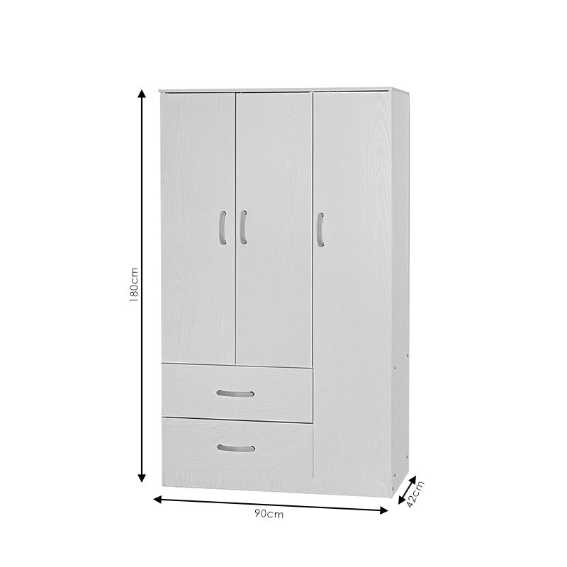 Гардероб ZELIA с 2 врати и чекмеджета в цвят дъб 90x42x180см