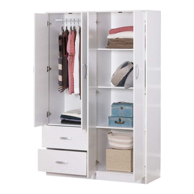 Четирикрилен гардероб ZELIA с 2 чекмеджета в бял нюанс 120x42x180см