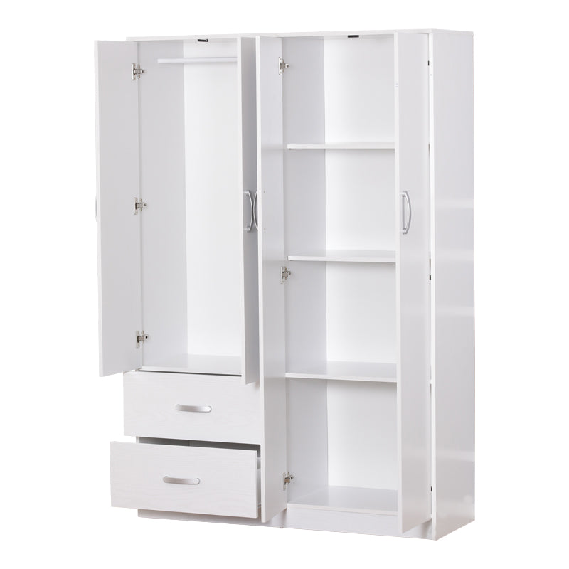 Четирикрилен гардероб ZELIA с 2 чекмеджета в бял нюанс 120x42x180см