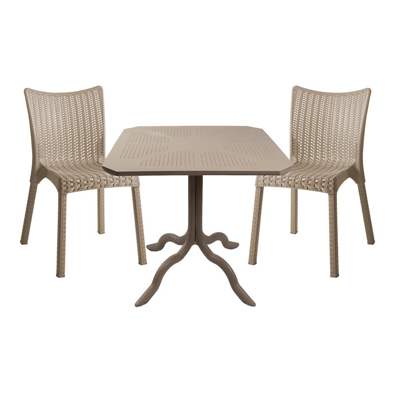 Градински комплект Icon-Confident 3бр PP в цвят капучино с маса 80x80x74.5см.