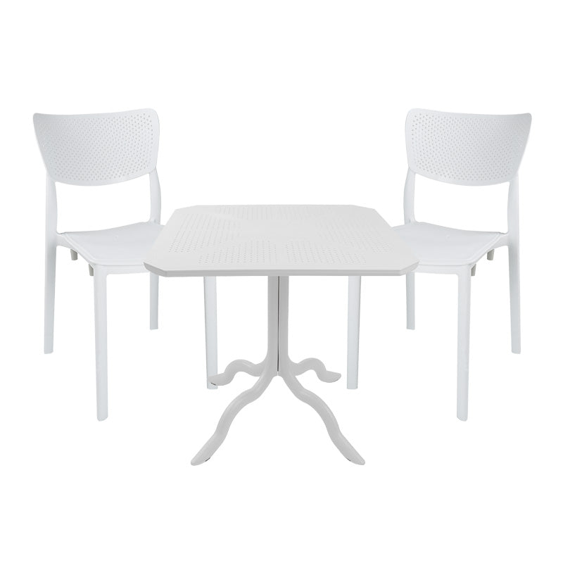 Трапезна маса Icon-Ignite комплект от 3 части PP в бял нюанс  80x80x74.5 см