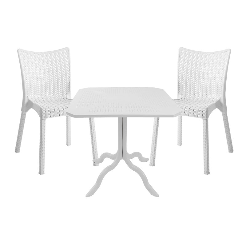 Градински комплект Icon-Confident  3 бр PP в бял нюанс с маса 80x80x74.5см.