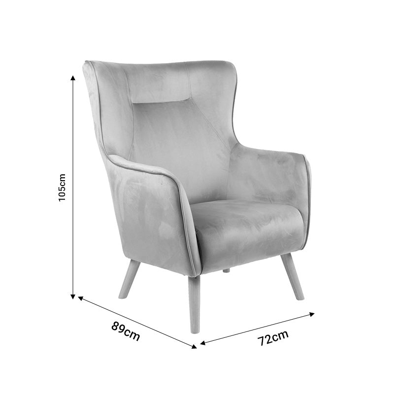 Кресло INSICIVE  кадифе дамаска гнила ябълка-естествен крак 72x89x105см