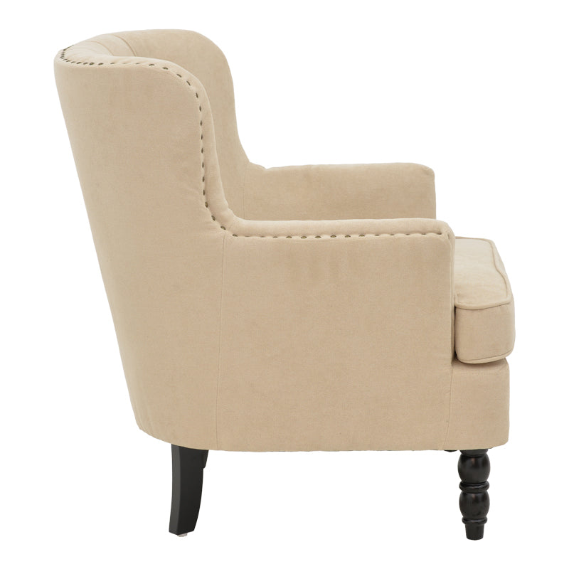 Кресло Keisi бежов плат-каучуково дърво крака в черен нюанс 81.5x84x92.5cm