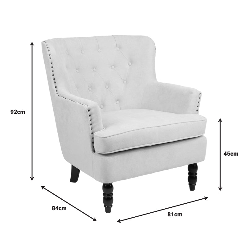 Кресло Keisi бежов плат-каучуково дърво крака в черен нюанс 81.5x84x92.5cm