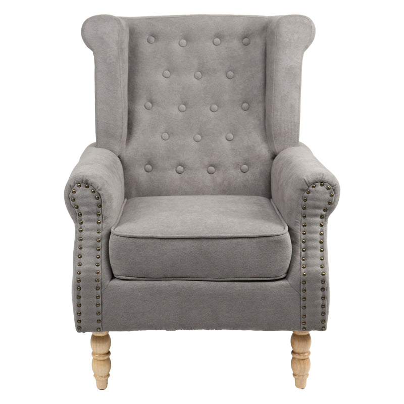 Фотьойл Piore сив плат и крак от естествено каучуково дърво 77x80x106см