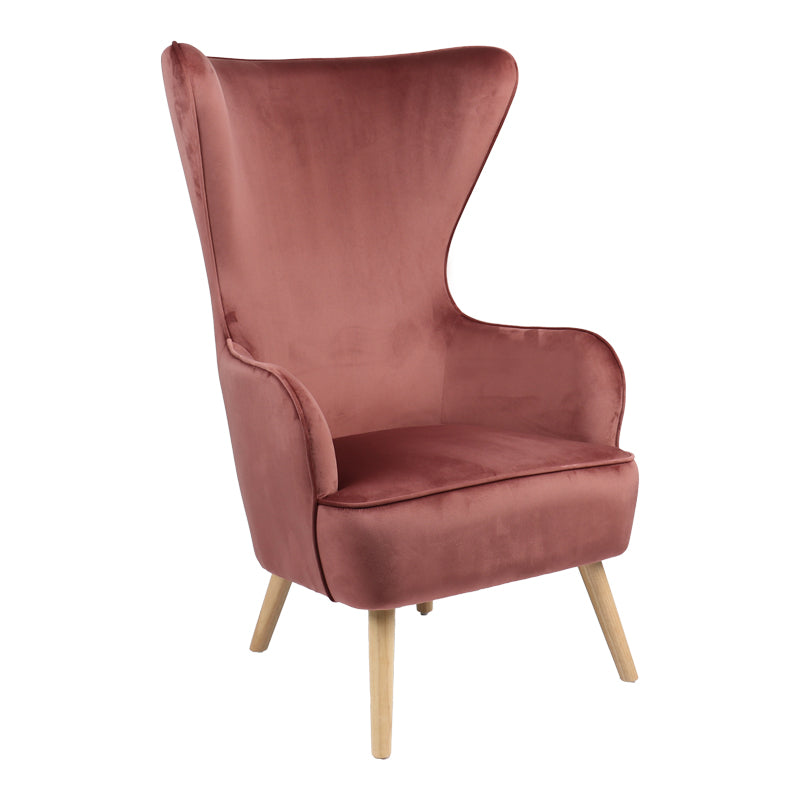 Фотьойл Byfon гнила ябълка кадифе крака каучуково дърво в естествен цвят 76x83x117см