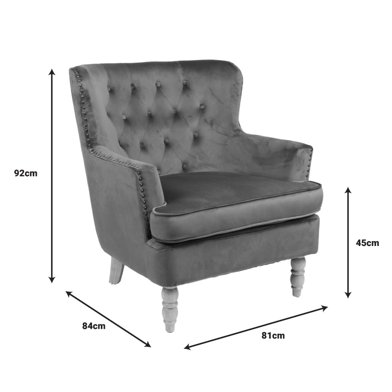 Фотьойл Keisi крем кадифе-естествен дървен крак 81.5x84x92.5см