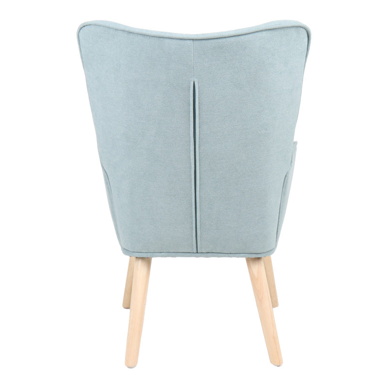 Кресло  с табуретка Melisia ментово зелена дамаска -естествен цвят дървен крак 59x67x94см