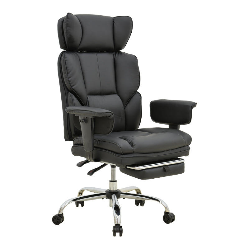 Мениджърски офис стол с поставка за крака Zanci черен pu 70x66x112-120см