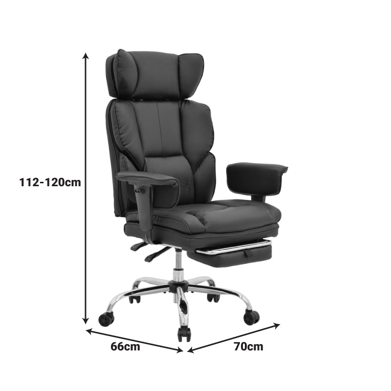 Мениджърски офис стол с поставка за крака Zanci черен pu 70x66x112-120см