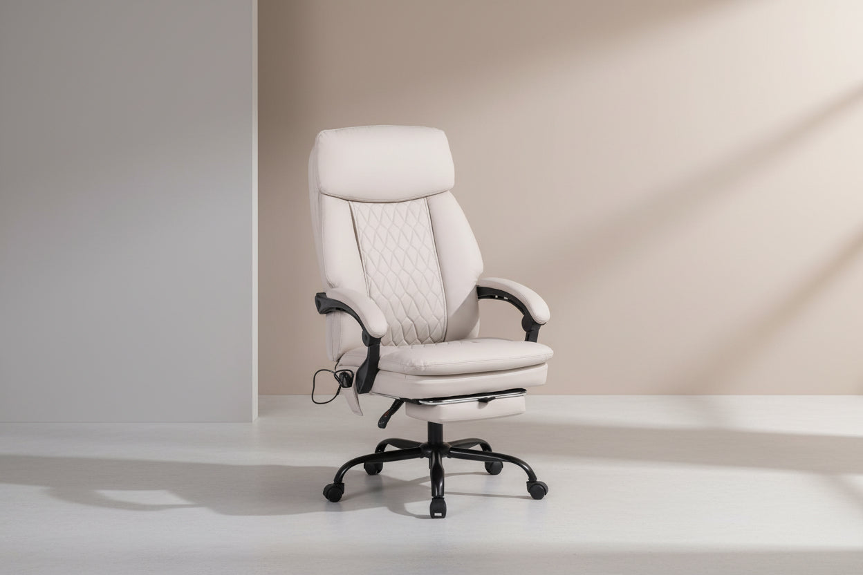 Директорски офис стол Sedici с масажен механизъм - pu бежов 72x63x115-123см